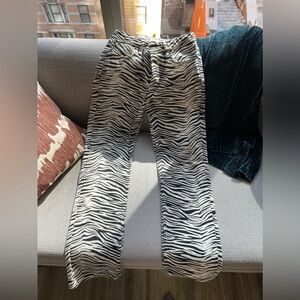 Zara zebra denim straight leg pants size 4